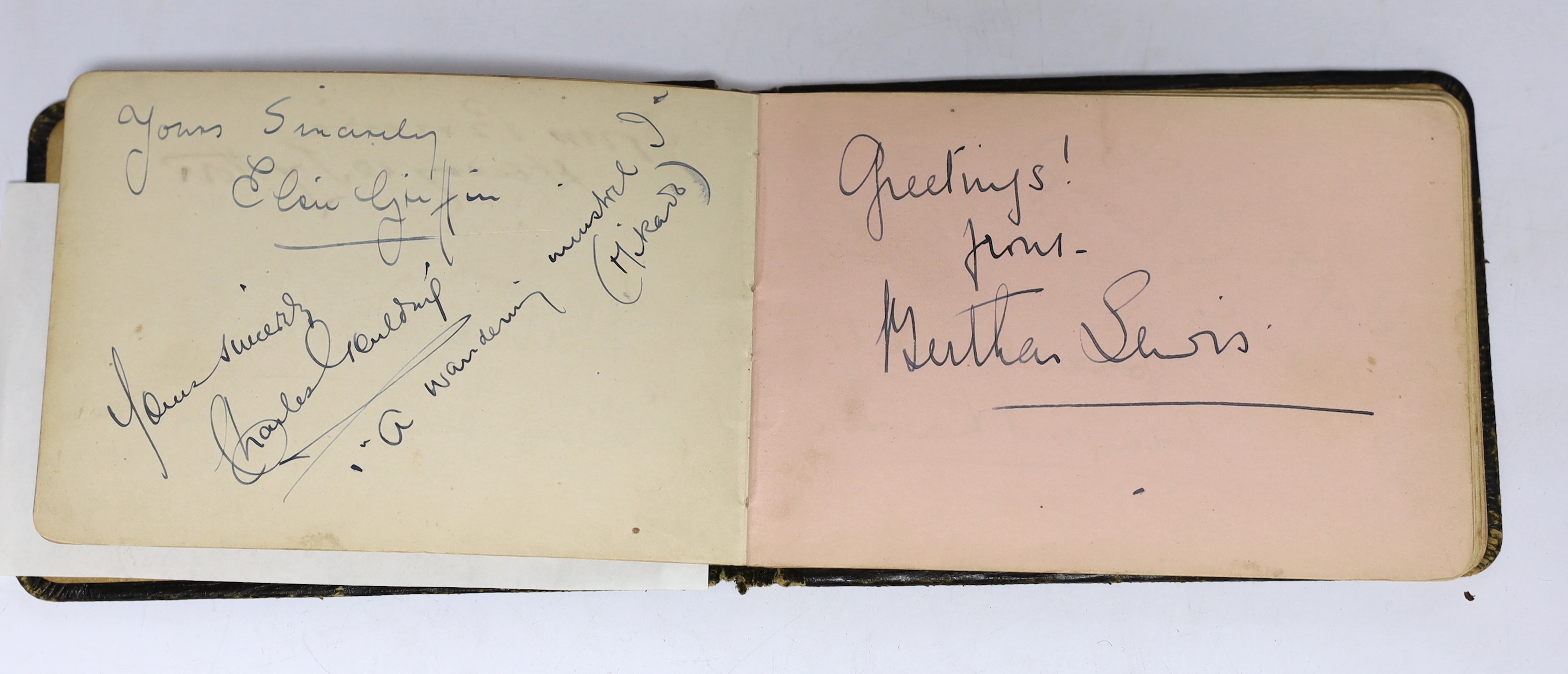 D’Oyly Carte and Gilbert & Sullivan interest; A silver vase by William Comyns with etched dedication; ‘Alice, from Arthur Sullivan 9 June 1892’, hallmarked London 1891, together with a 1920s autograph book of D’Oyly Cart